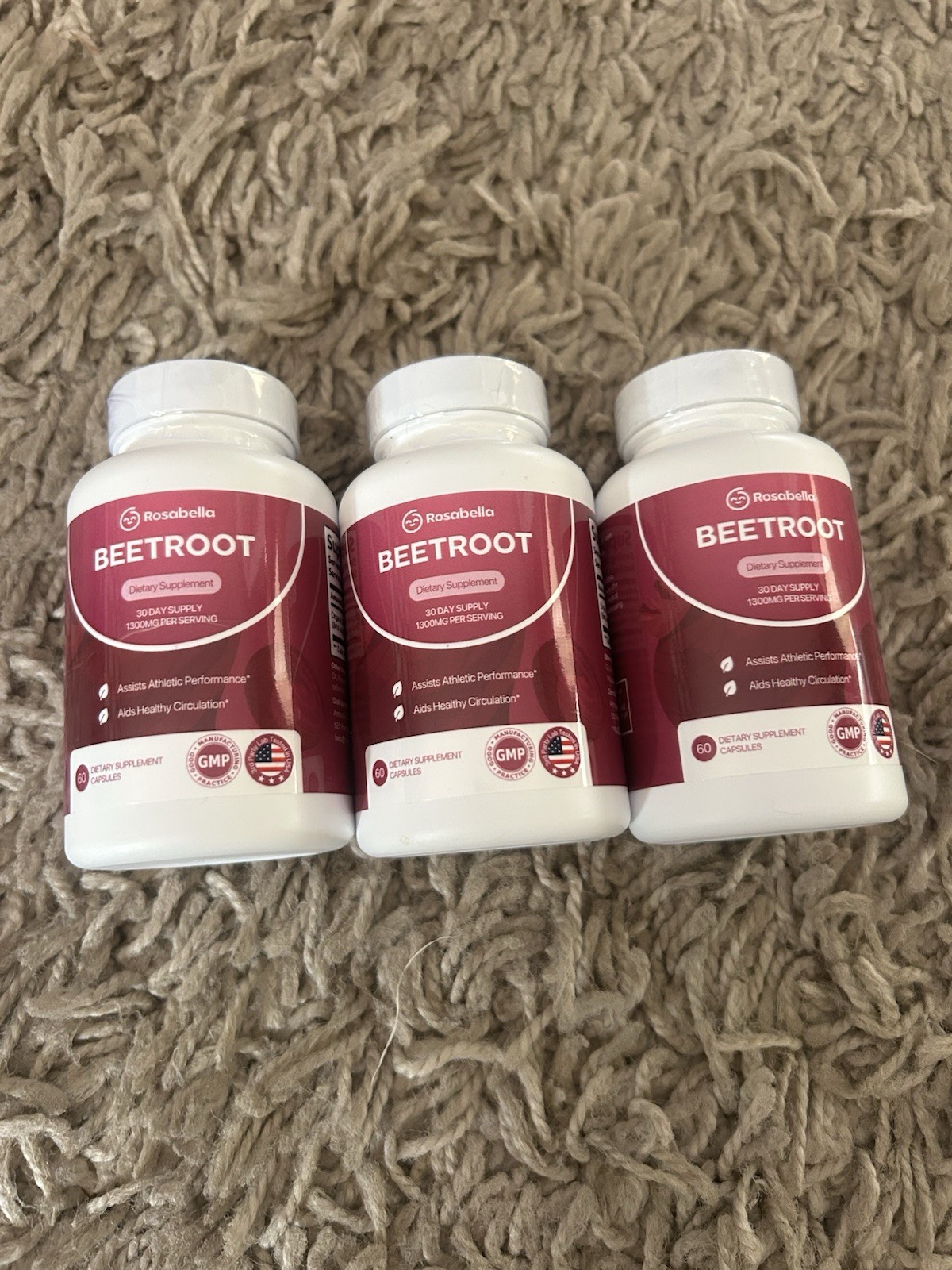 Rosabella Beetroot Dietary Supplement 60 Capsules 3 PACK