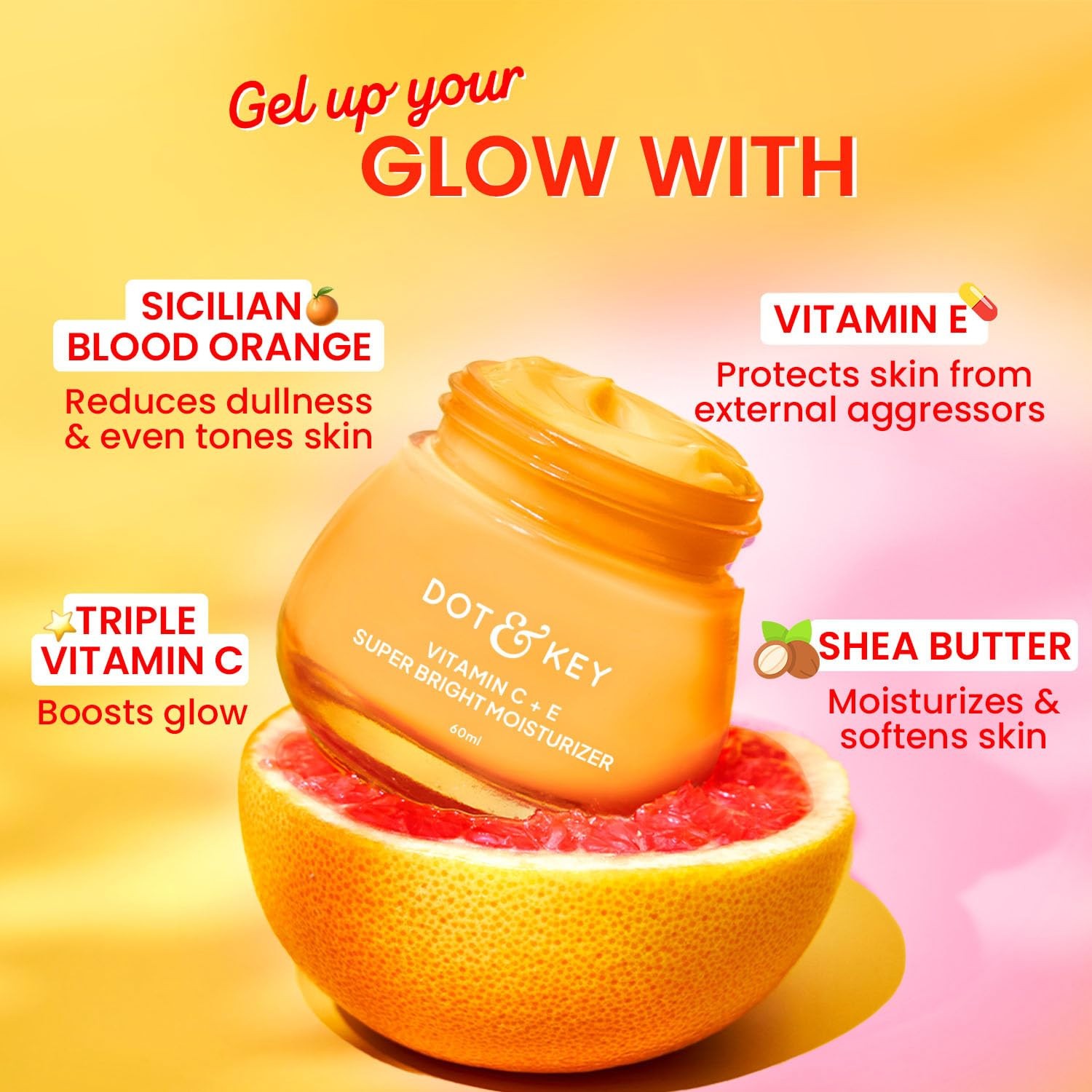 DOT & KEY Vitamin C + E Super Bright Gel Moisturizer Visibly Boosts Glow 60Ml