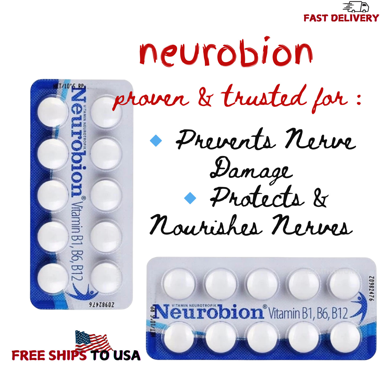 1 Box 60’s Neurobion Vitamin B1, B6,B12 Nerve Relief Numbness Tingling Exp 09/25