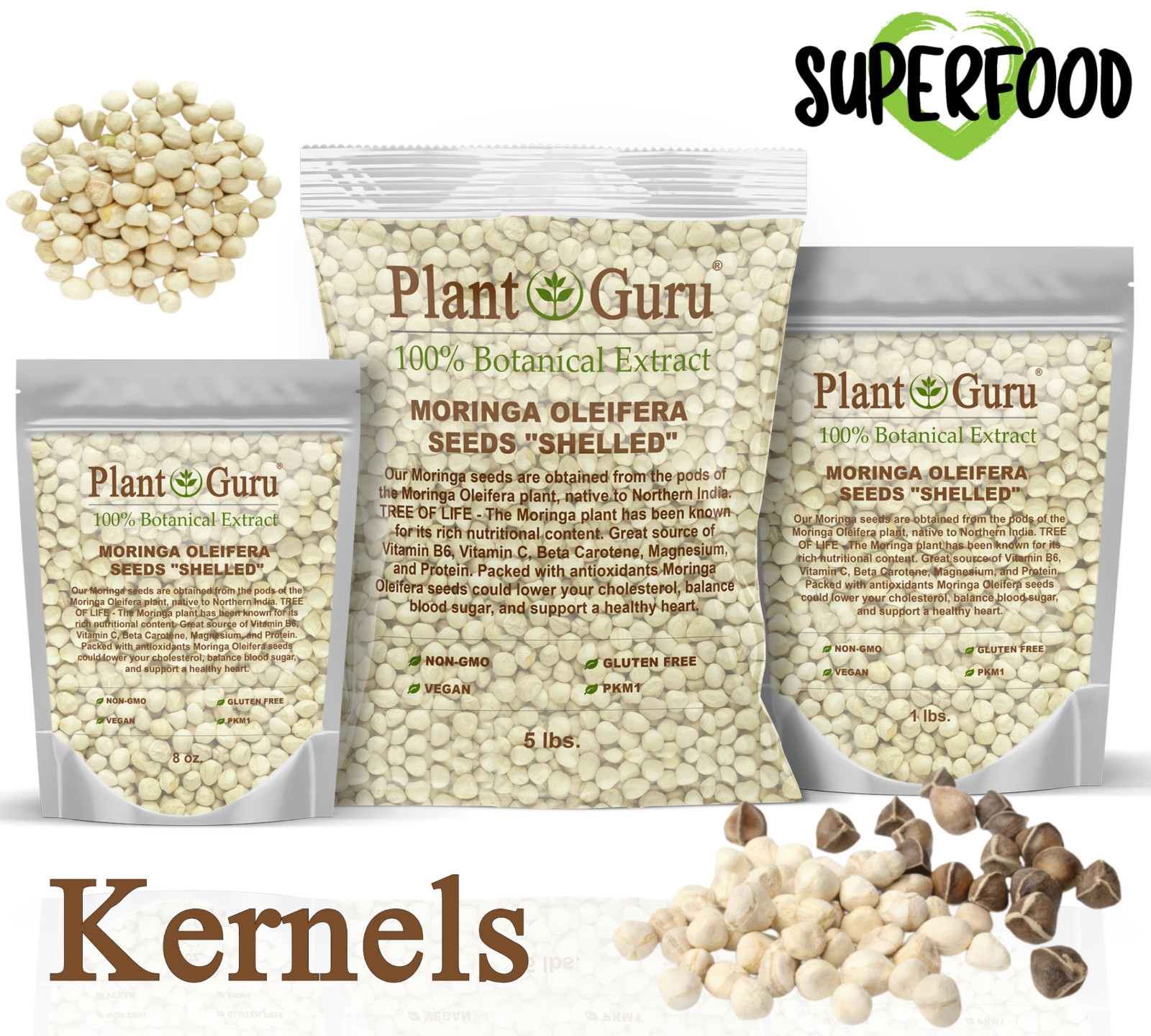 Moringa Oleifera Seeds Kernel SHELLED Fresh Organic Semilla De Moringa Bulk