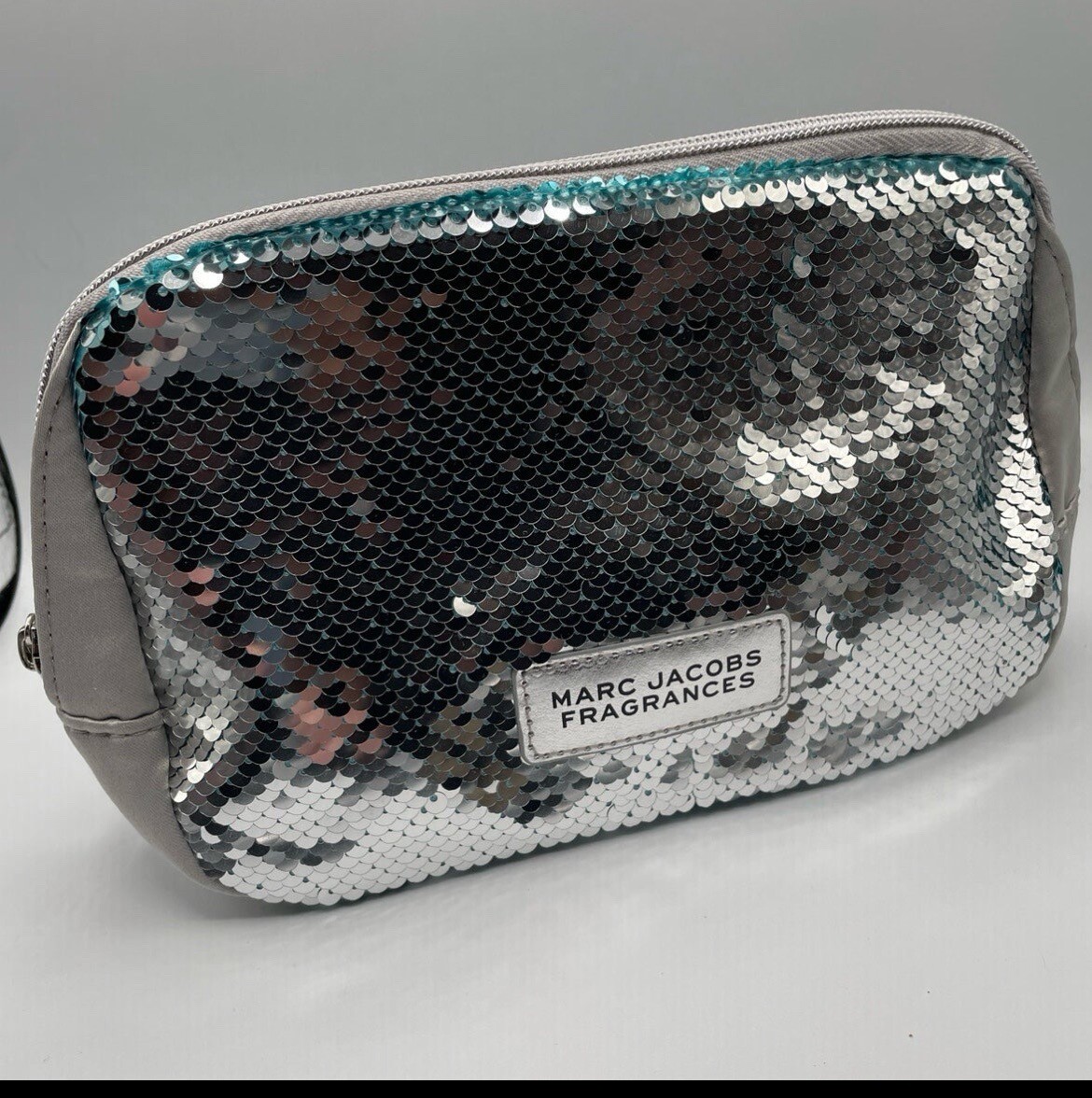 Marc Jacobs Fragrances Silver Blue Pouch L 9im H 5in W 3in New In Box