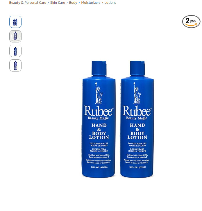 RUBEE Body & Hand Lotion – Pack of 2 Non-Greasy Lotion for Women & Men – 16 oz
