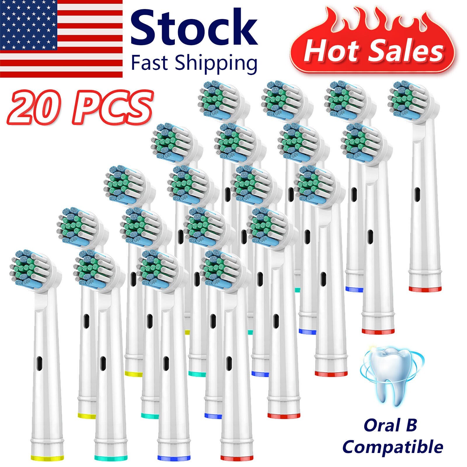 20 Precision Electric Toothbrush Replacement Fit For Oral B Braun Brush Heads