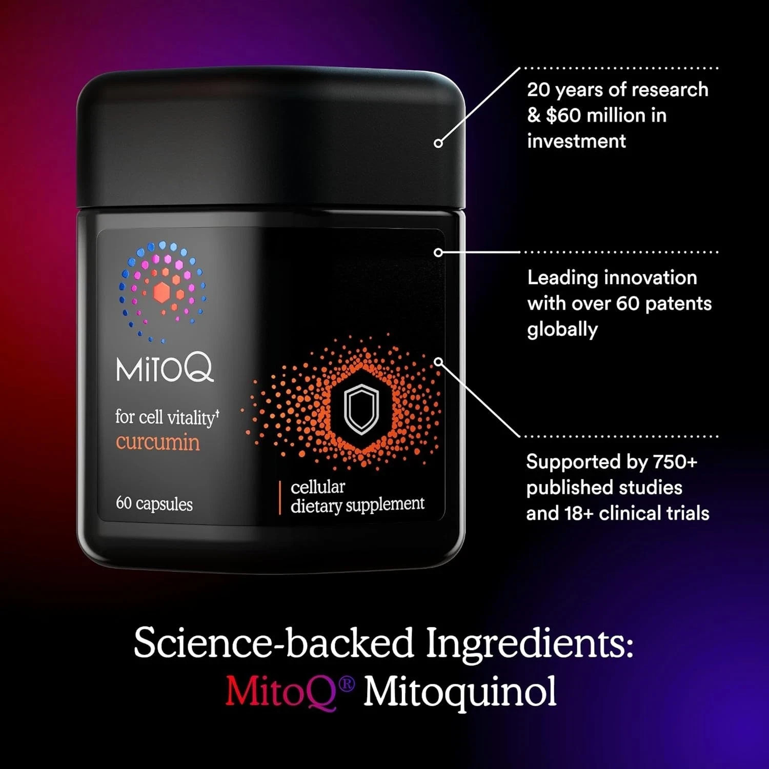 MitoQ Curcumin Advanced CoQ10 Antioxidant – 60 Caps Exp Date 04/2027