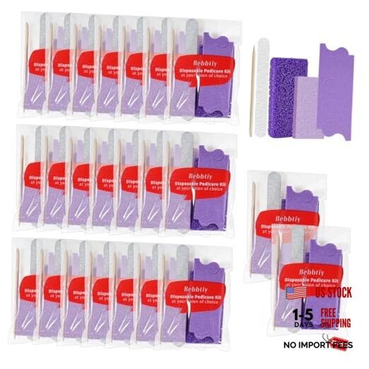 Disposable Pedicure Kit Sets, 5 in 1 Nail Salon Manicure 80/100 Grit 20