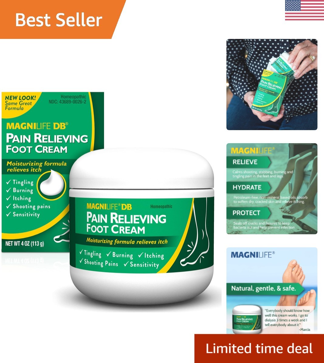 DB 4 Oz Pain Relieving Foot Cream: Fragrance-Free, Fast Relief for Cracked Skin