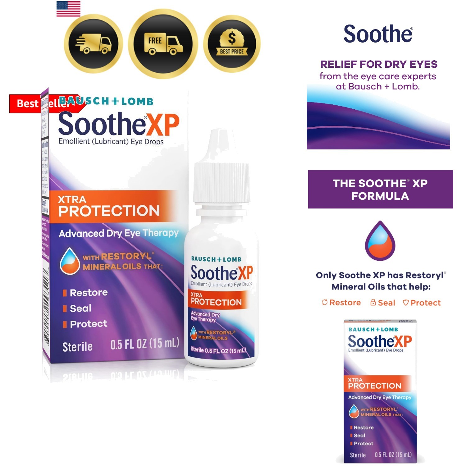 XP Eye Drops for Dry Eye Symptoms, Xtra Protection Lubricating Eye Drops, Res…