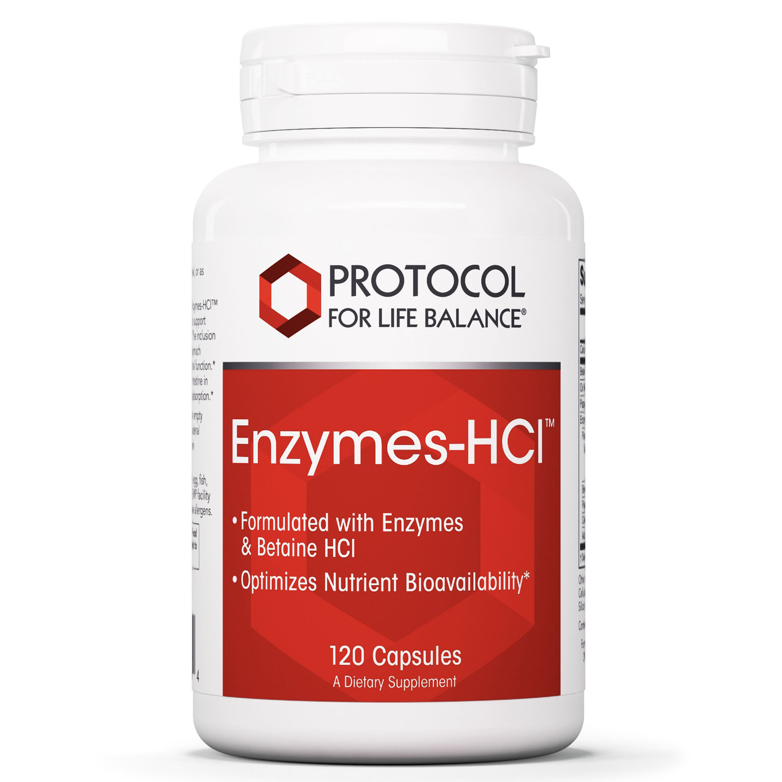 Protocol Enzymes-HCl – Betaine HCl and Digestive Enzymes with Bromelain 120 Caps