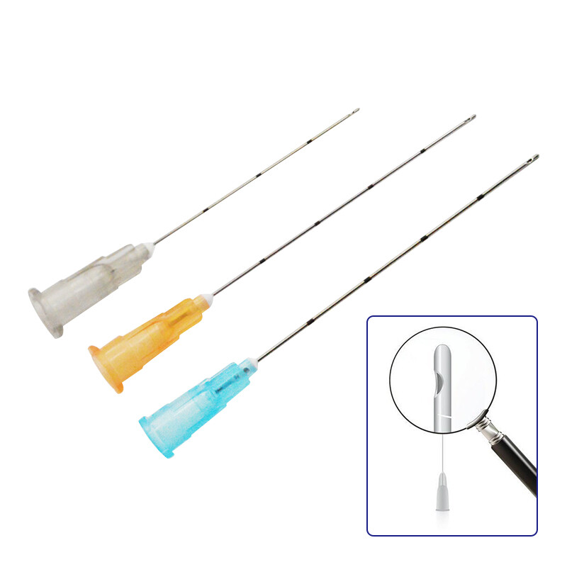 Micro Cannula with Puncture, 5/10pcs 25g 50mm Blunt Tip for Fillers, USA Seller