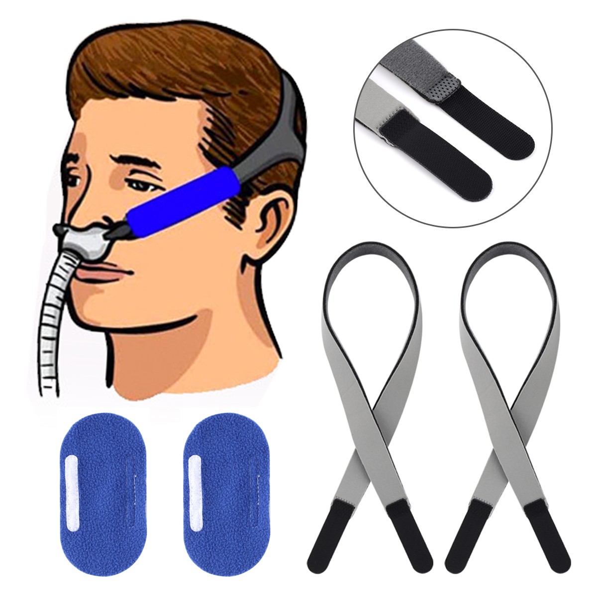 2-Pack CPAP Headgear Straps with 2 CPAP Covers Compatible with ResMed Swift FX