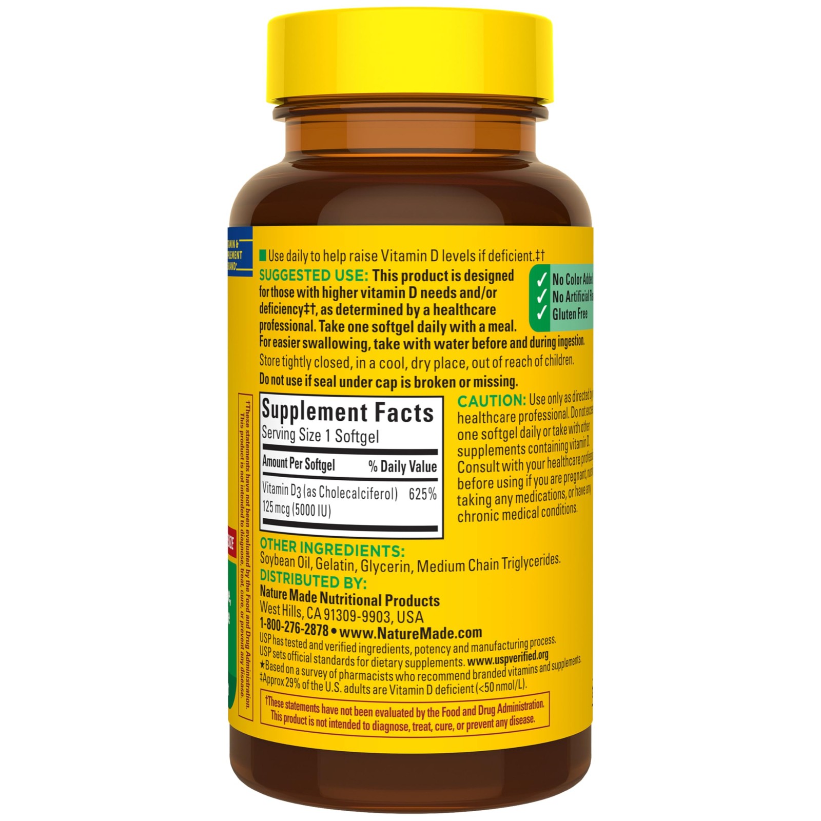 Vitamin D3 5000 IU (125 mcg) Softgels, Extra Strength Vitamin D Supplement