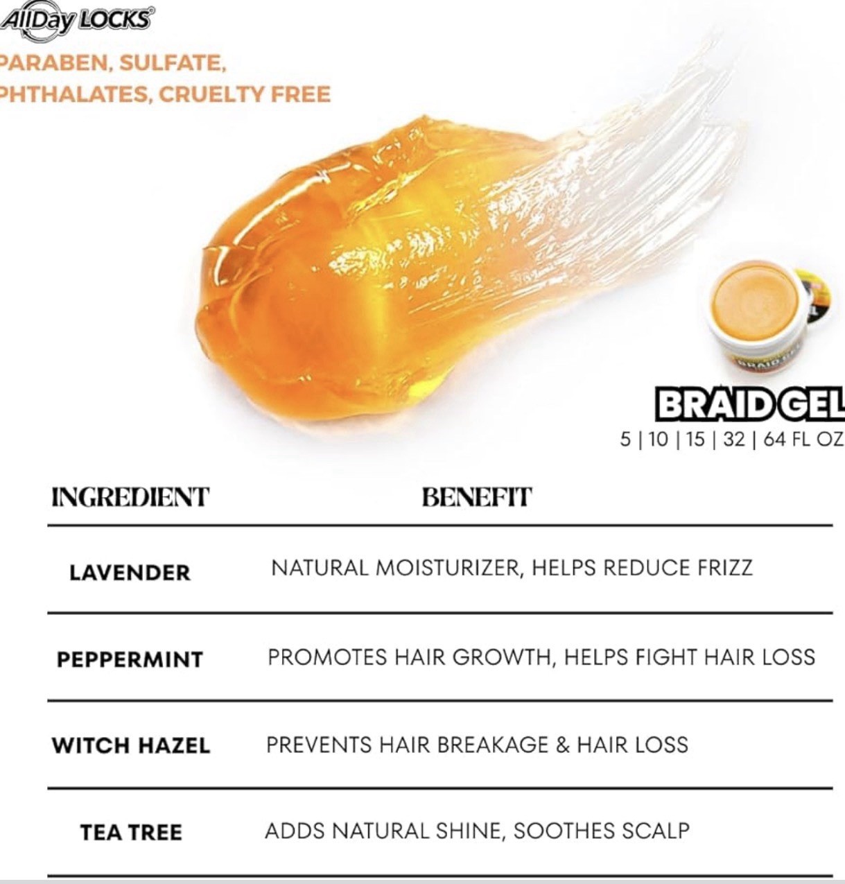 All Day Locks Braid Gel Extreme Hold 15 Oz – “Free Shipping”
