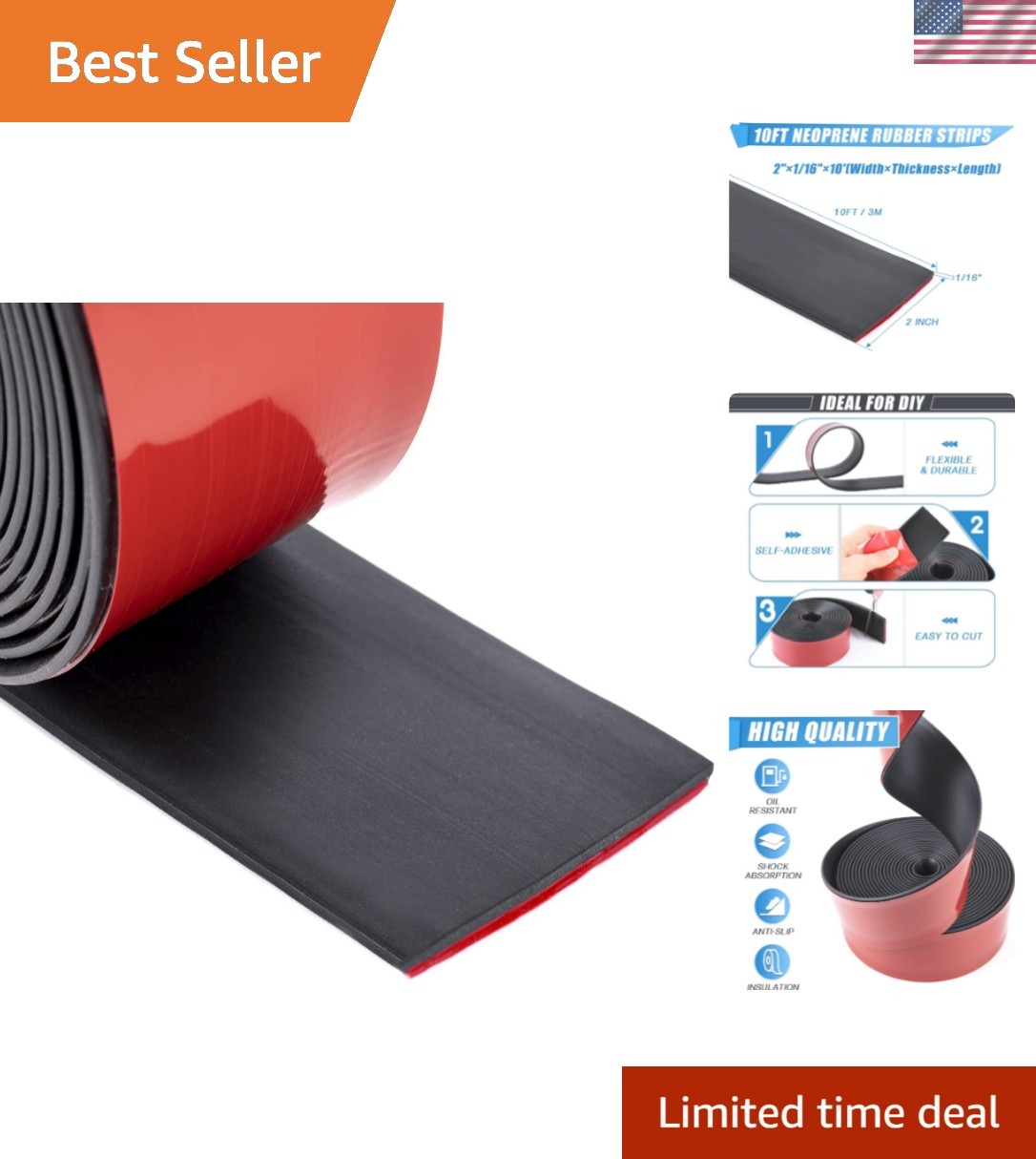 High-Quality Self-Adhesive Rubber Strips 2″x1/16″ for Versatile DIY Projects