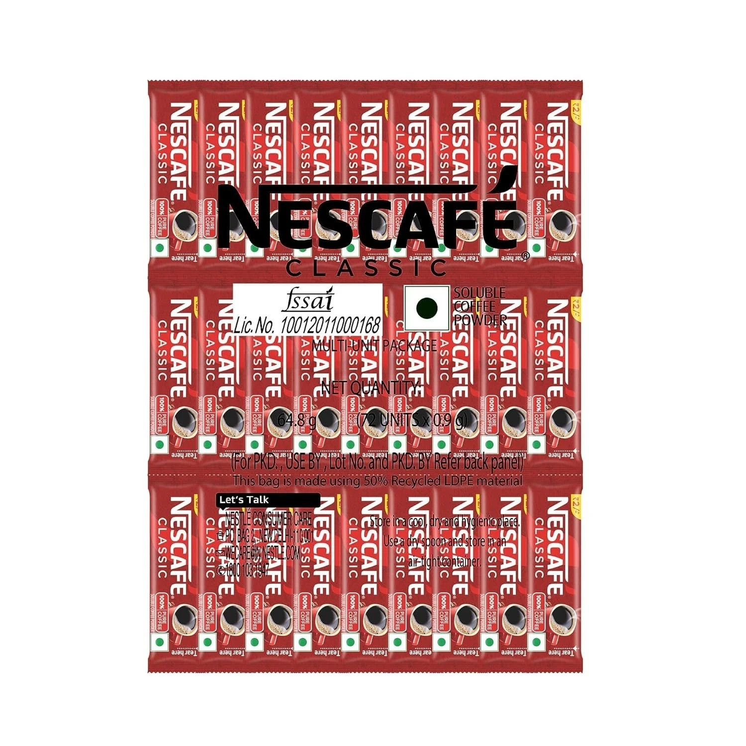 NESCAFE Classic Instant Coffee Sachets 288 Sticks x 0.9g | 100% Pure Coffee