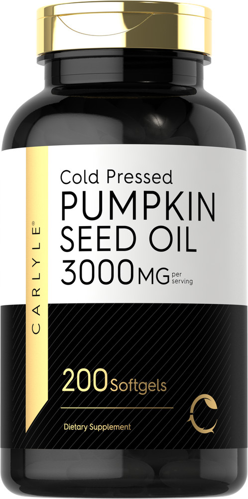 Pumpkin Seed Oil 3000 mg 200 Softgel Capsules | Cold Pressed | by Carlyle