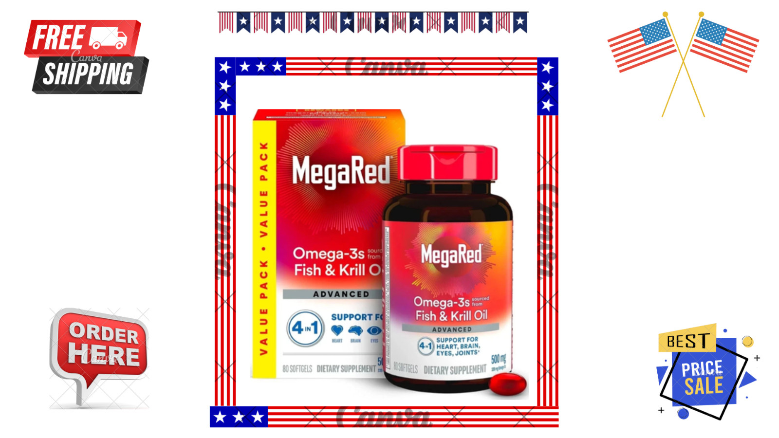 MegaRed Advanced Absorption Omega 3 Fish Oil 500mg 80 Softgels_Free Shipping