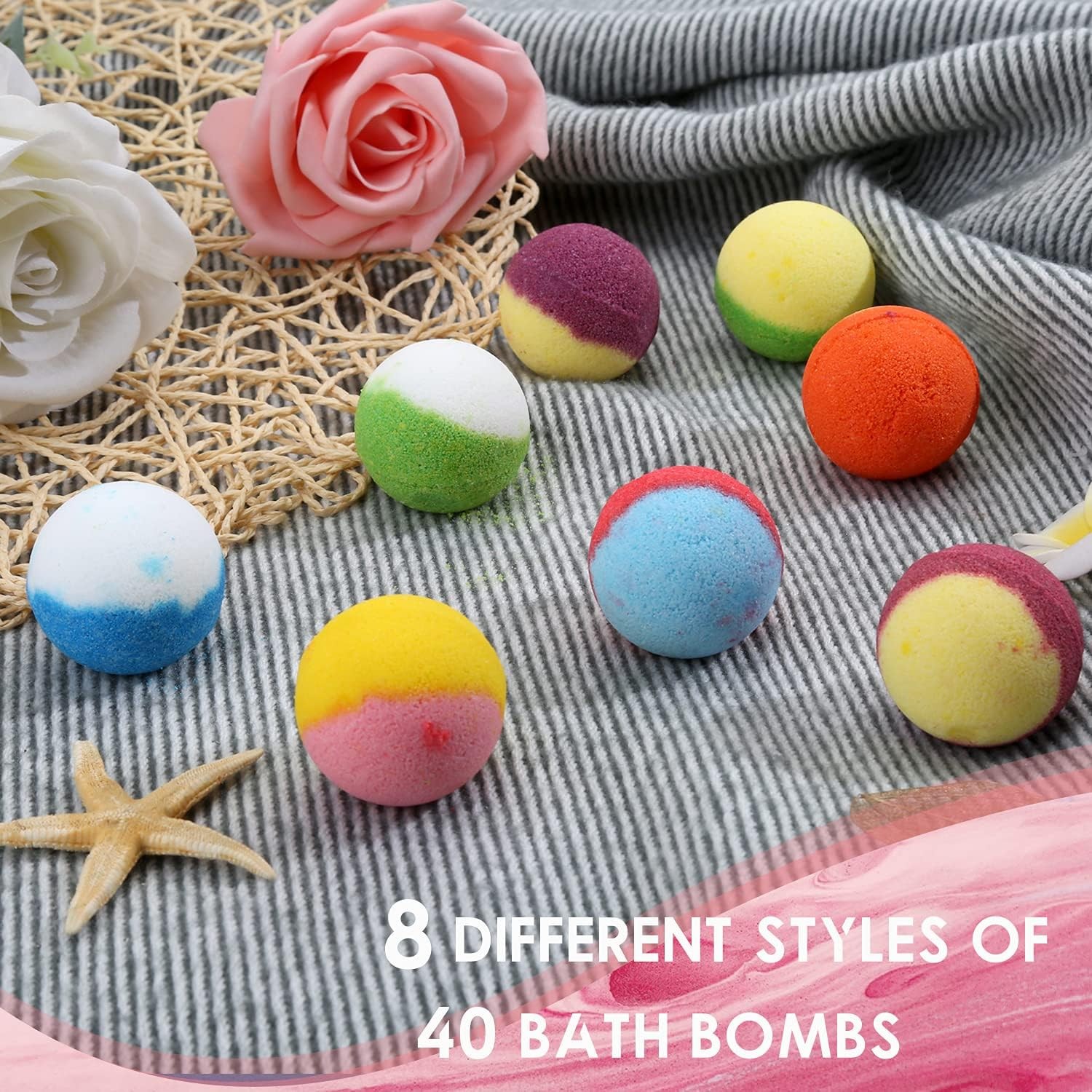 Bath Bombs Gift Set Luxury Bath Bombs for Women Gift Set of 40 Organic Natural