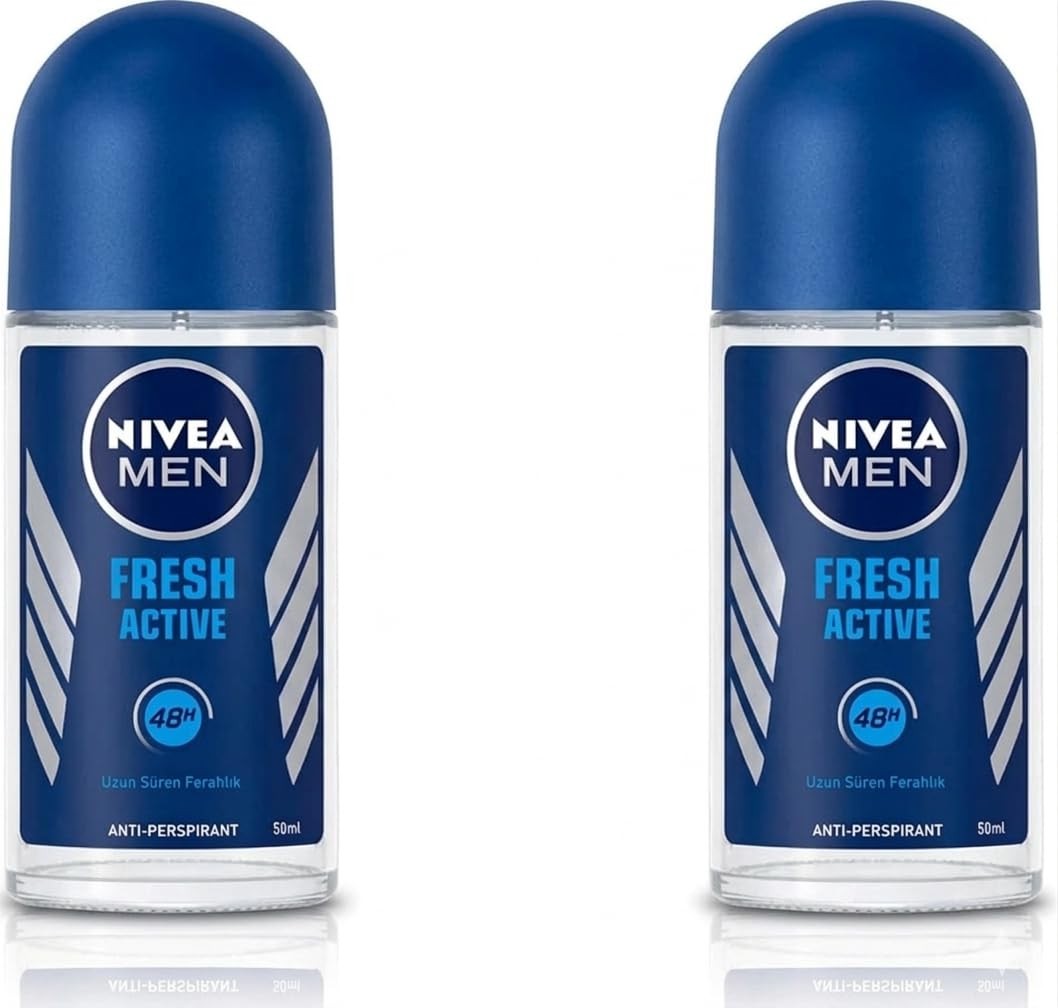 NIVEA Men Fresh Active 48H Deodorant Roll-On, 1.7 Fl Oz, 2-Pack