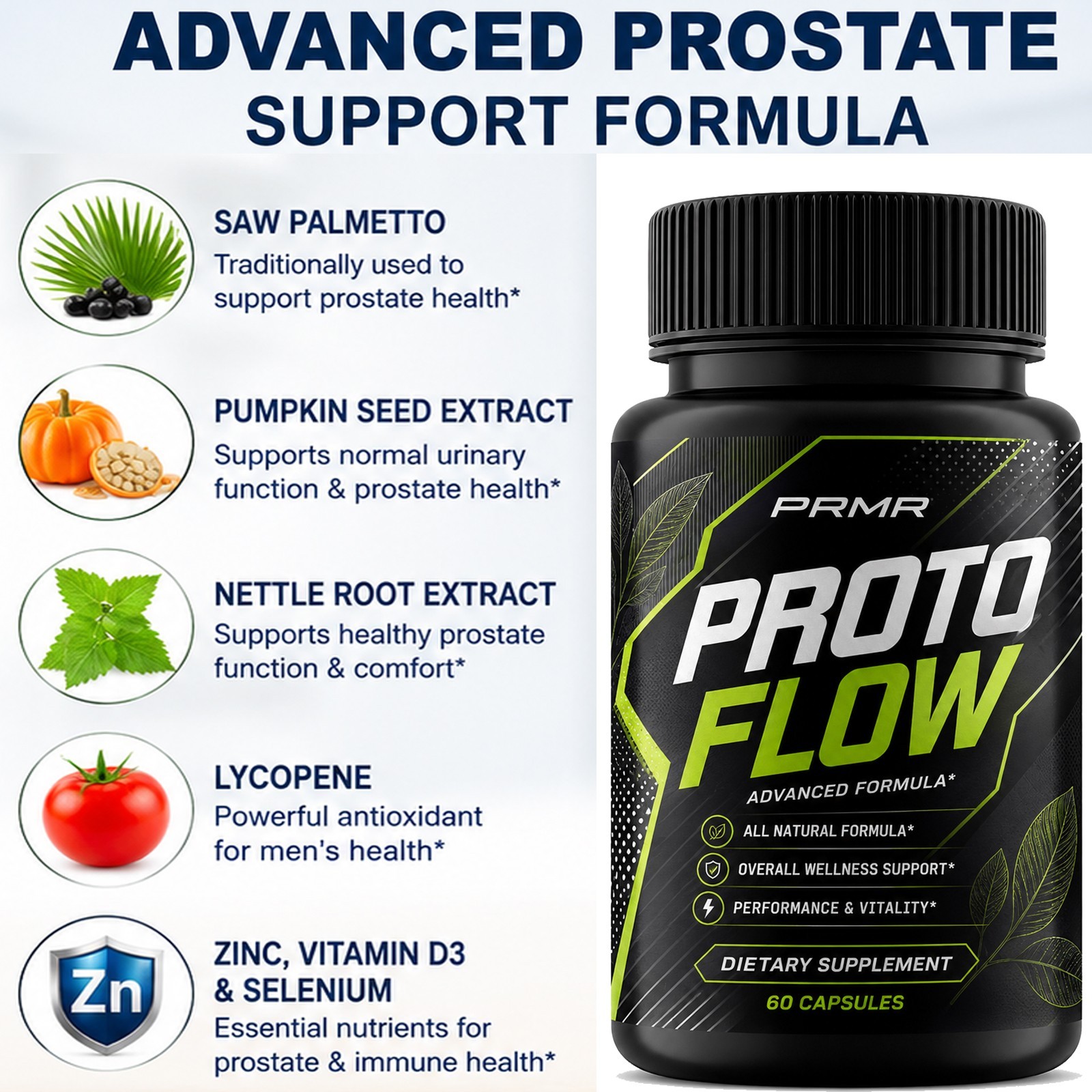 5-Pack ProtoFlow Capsules – Proto Flow Prostate Blood Flow Support – 300 Caps