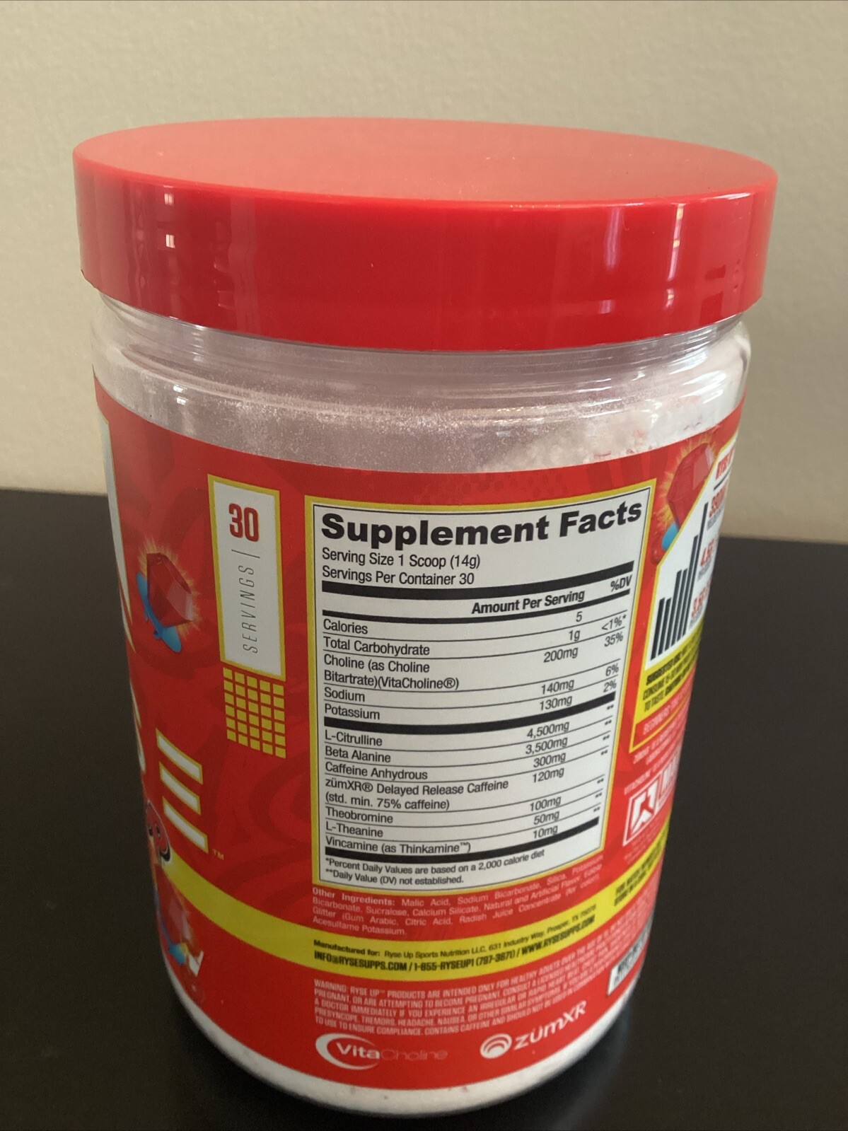 Ryse Loaded Pre Workout Powder, Cherry Ring Pop, 30 Servings, 14.8 oz, 09/26