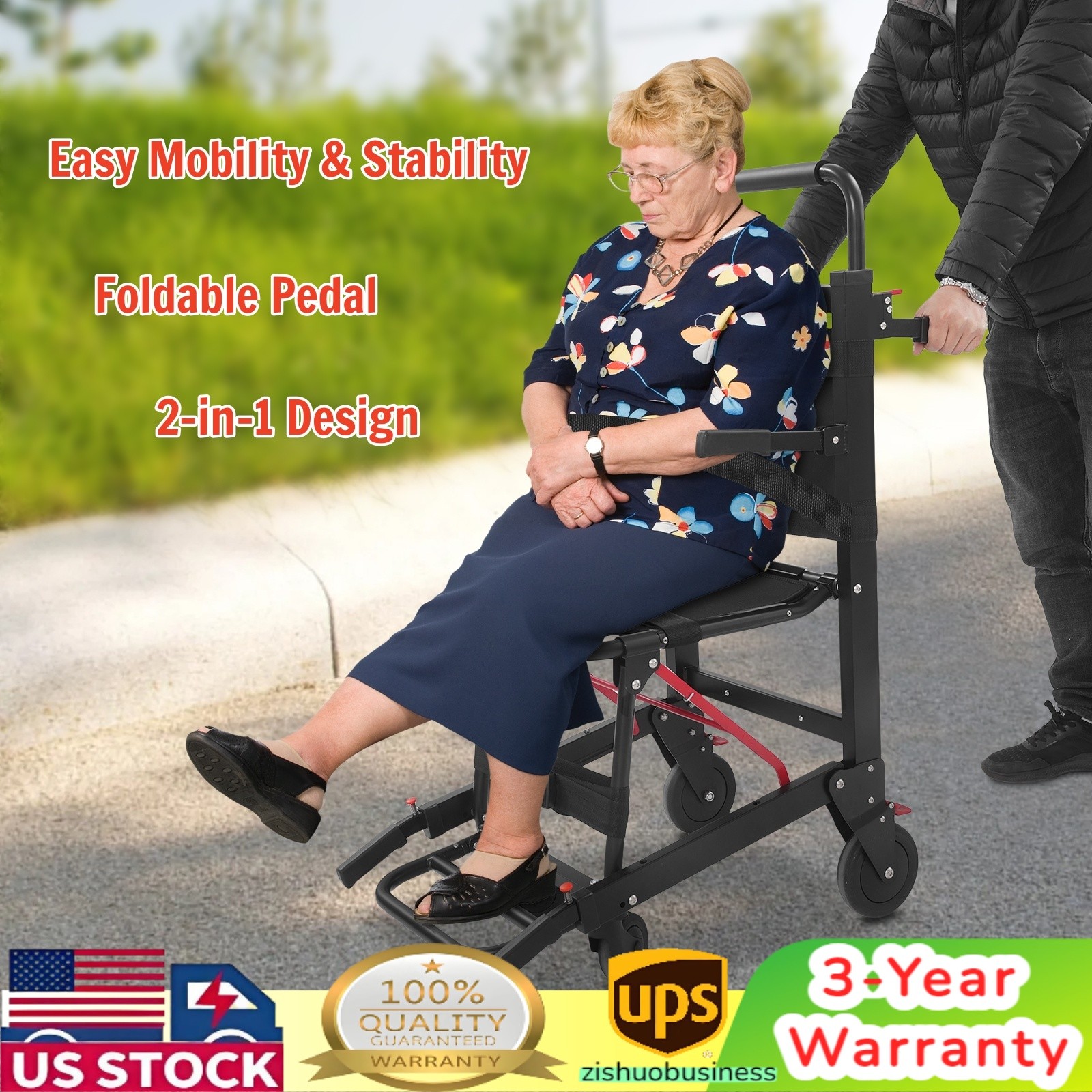 Mobility Chair Medical Emergency Patient Transfer Chair 4-wheel Evacuation Chair