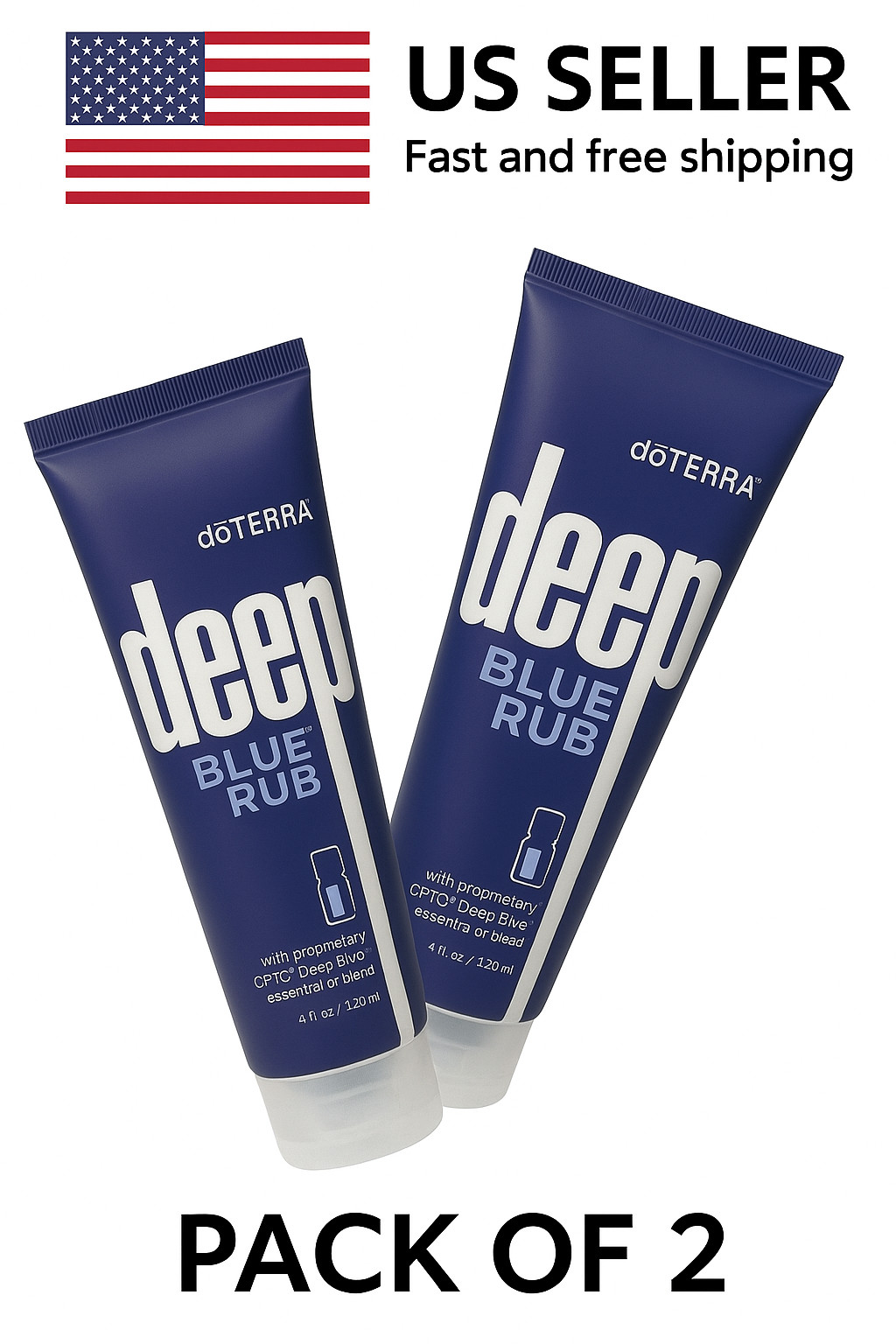 2 PACK DoTERRA Deep Blue doterra Rub Body Cream – 4 oz