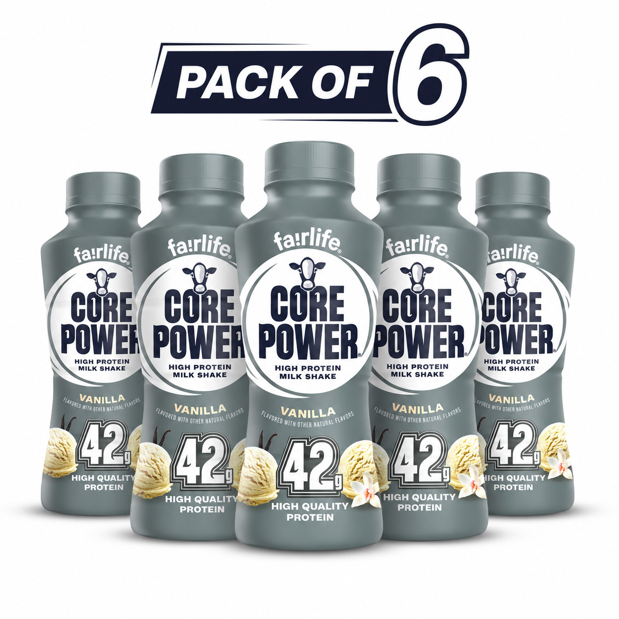 6 Pack Core Power Elite Vanilla 42g Protein Shake 14oz Bottles