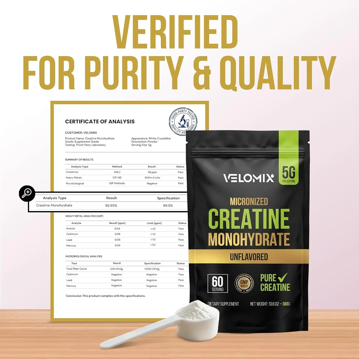 Micronized Creatine Monohydrate Powder – 100% Pure Creatine Powder Unflavored an