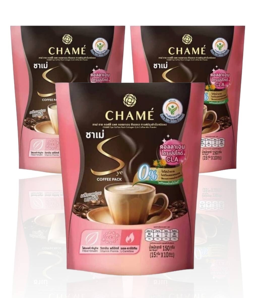 x3 CHAME’ Sye Instant Coffee Collagen CLA Mix Powder Weight Loss Slim Fiber