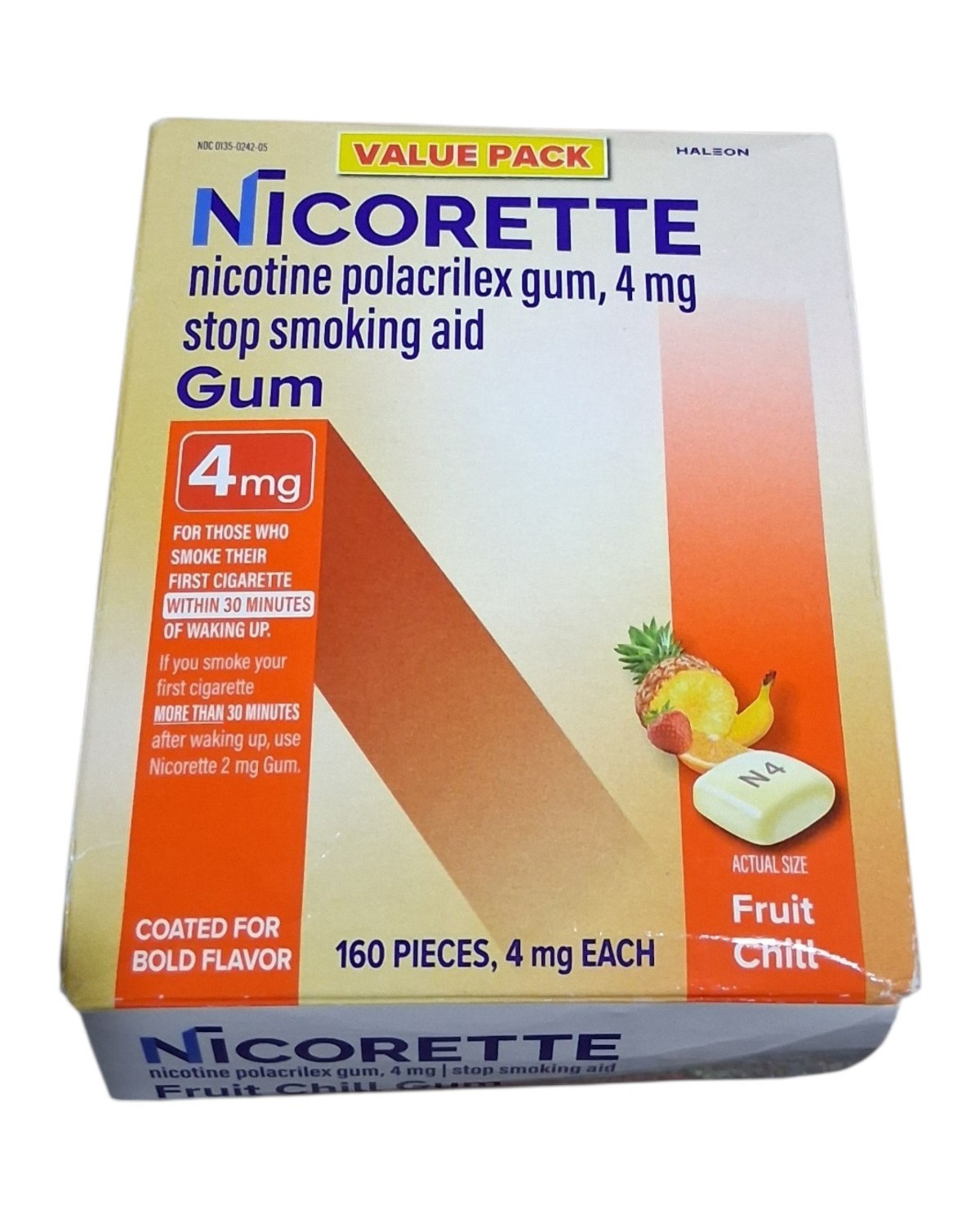 Nicorette Nicotine Polacrilex Gum 4 mg Fruit Chill 160 Ct Coated Bold Flavor