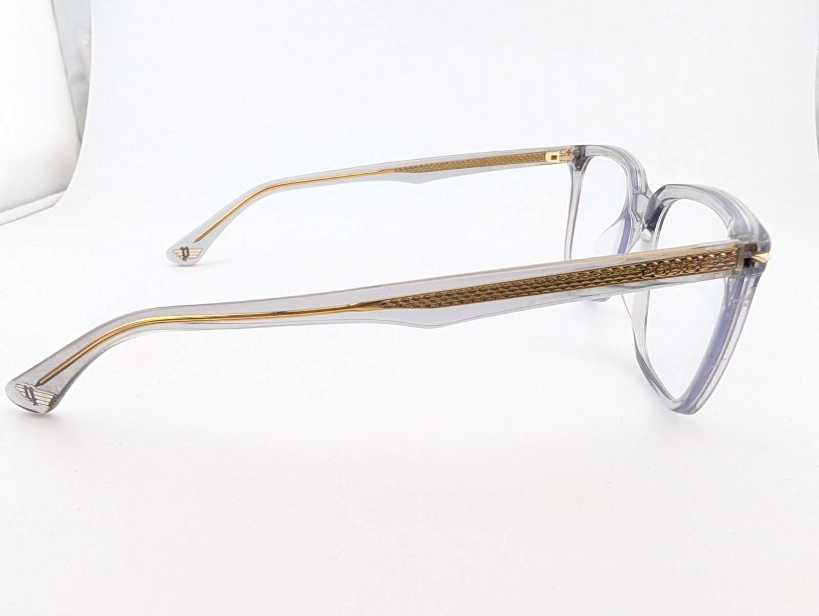 Police Eyeglasses, Frames Only, Bangladesh, VPLP79K 04G0, 51-19-145, Clear Gray