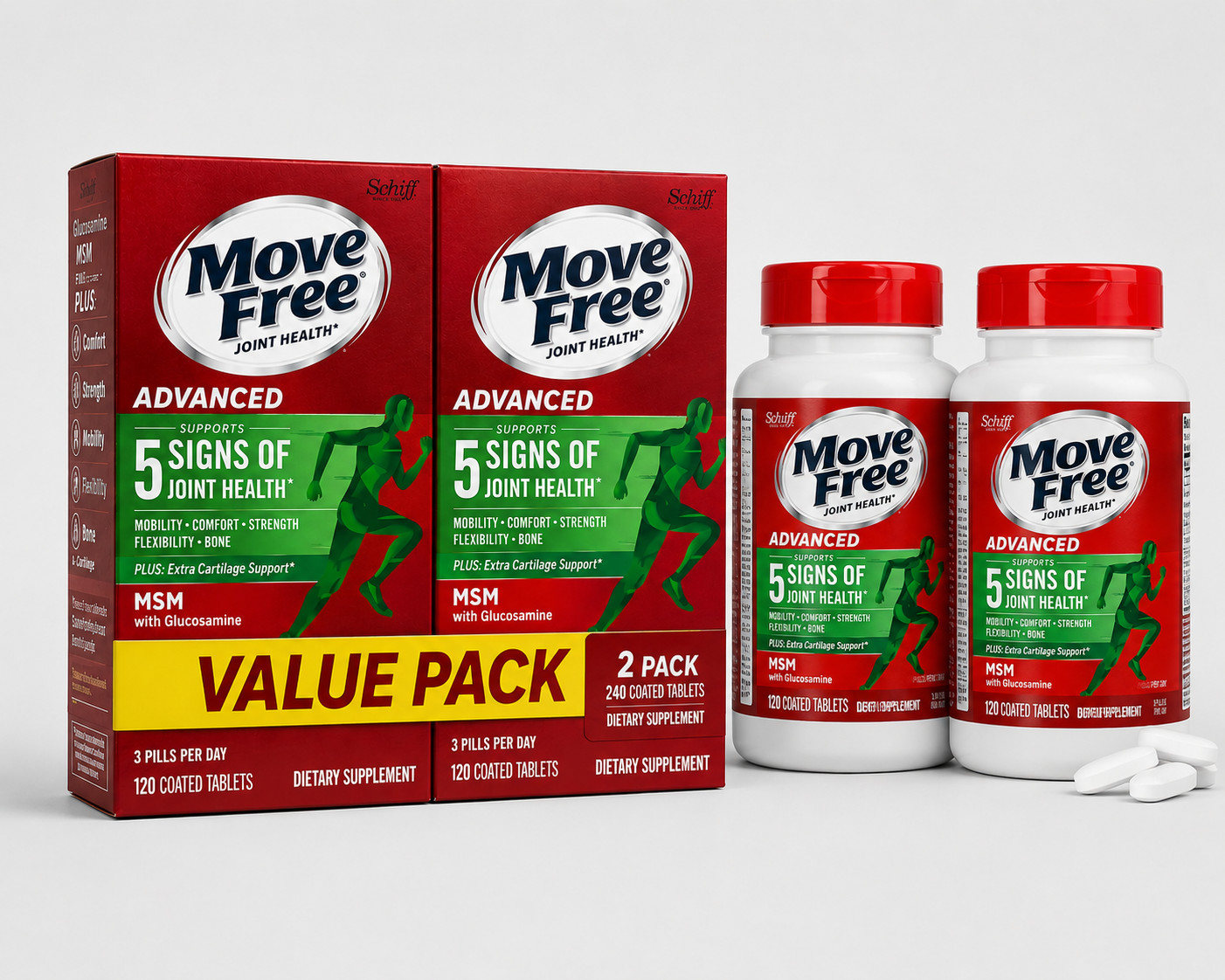 Move Free Glucosamine Chondroitin Joint Support Supplement_120 Tablets_PACK OF 2