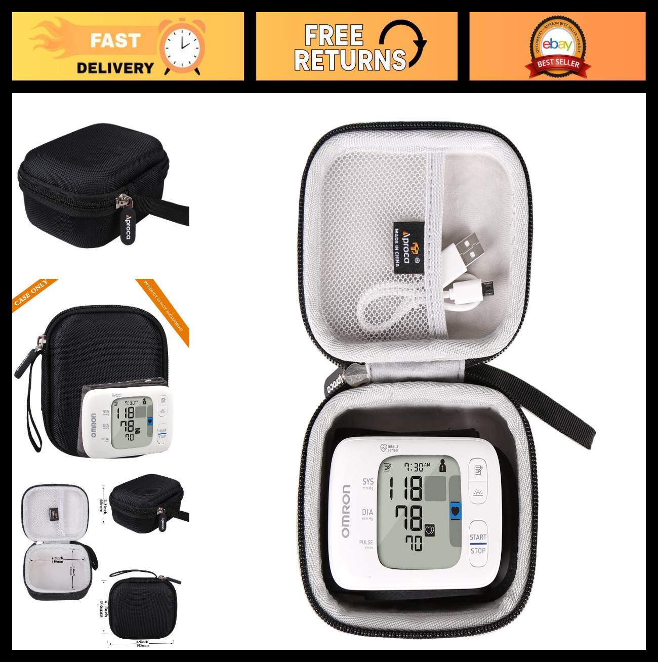 Portable Storage Case for OMRON Gold Series BP4350 / 7 Series Blood Pressure Mon