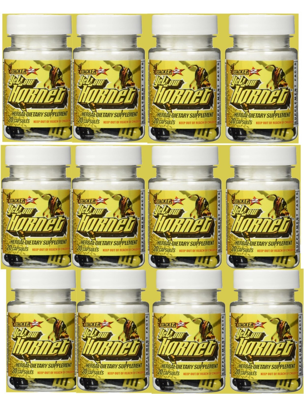 12 Bottles Yellow Hornet Herbal Dietary Supplement 240 Caps