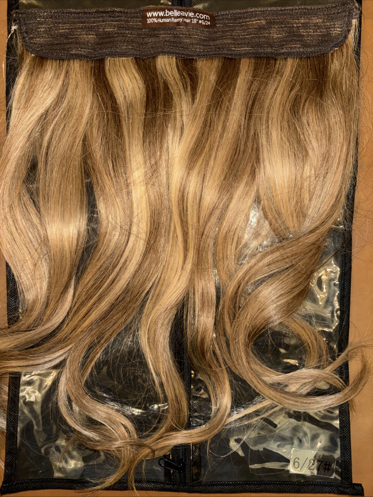 Belle A Vie Halo Hair Extension 18in Color #6/27 Msrp $5,000 Remy Human Hair