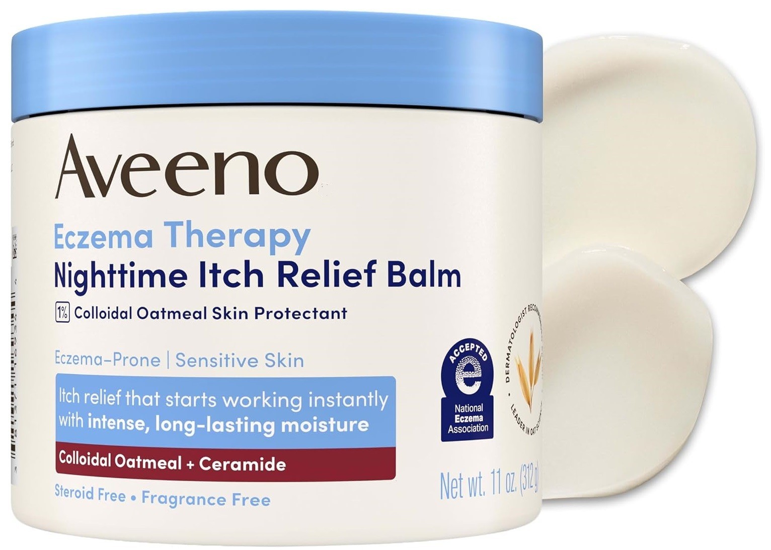 Aveeno Eczema Therapy Nighttime Itch Relief Body Balm Colloidal Oat 11oz