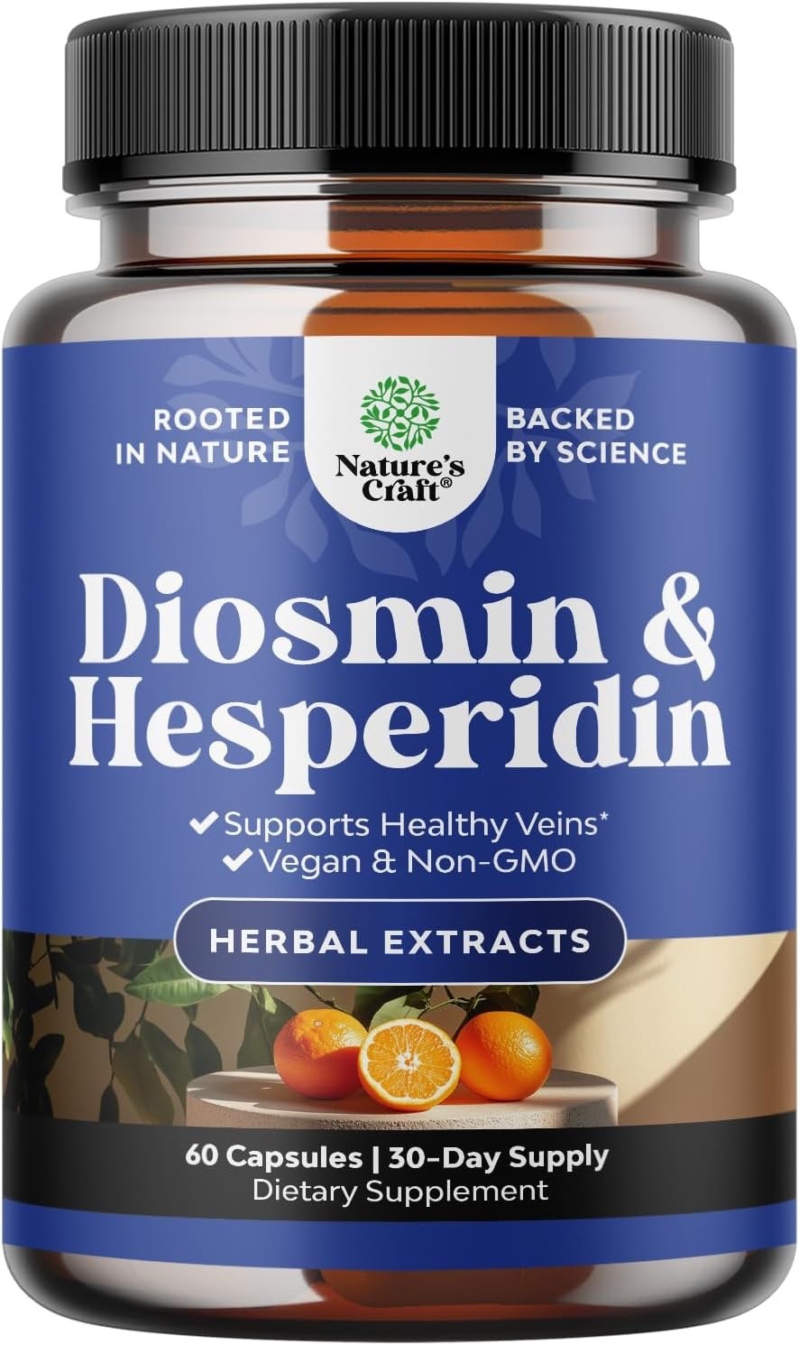 Natures Craft Diosmin Hesperidin 1000mg Complex for Adults – 60 Ct, Exp 02/2029