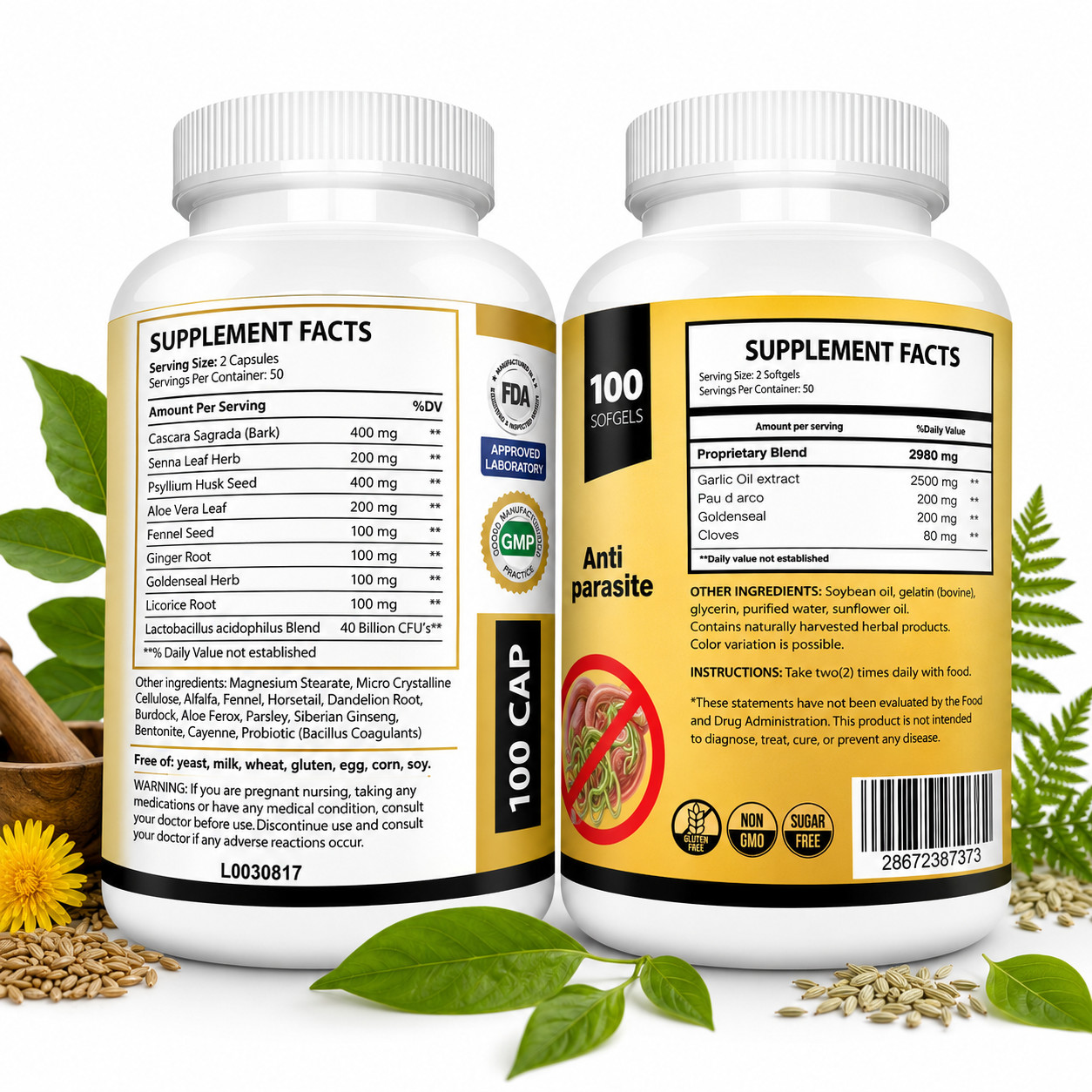 Colon Cleanse Detox Intestinal Capsules Slim Quick Absorb Remove Parasite Free 2