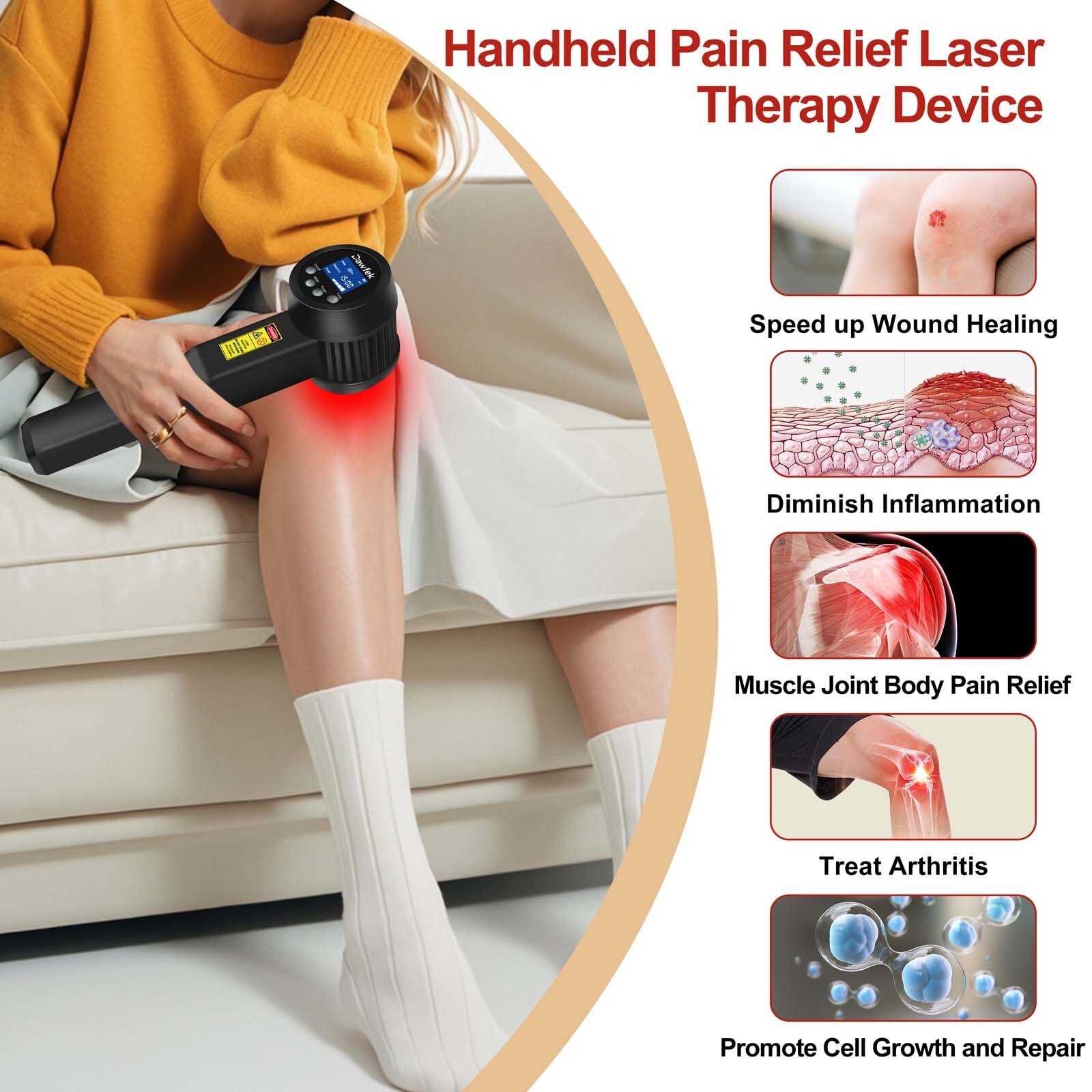 650 808nm 5W NIR Light Laser Therapy for Neuropathy Back Knee Joint Pain Relief