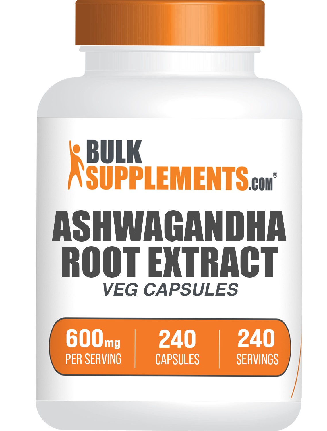 BulkSupplements Ashwagandha Root Capsules – 600mg per Serving – 240 Capsules