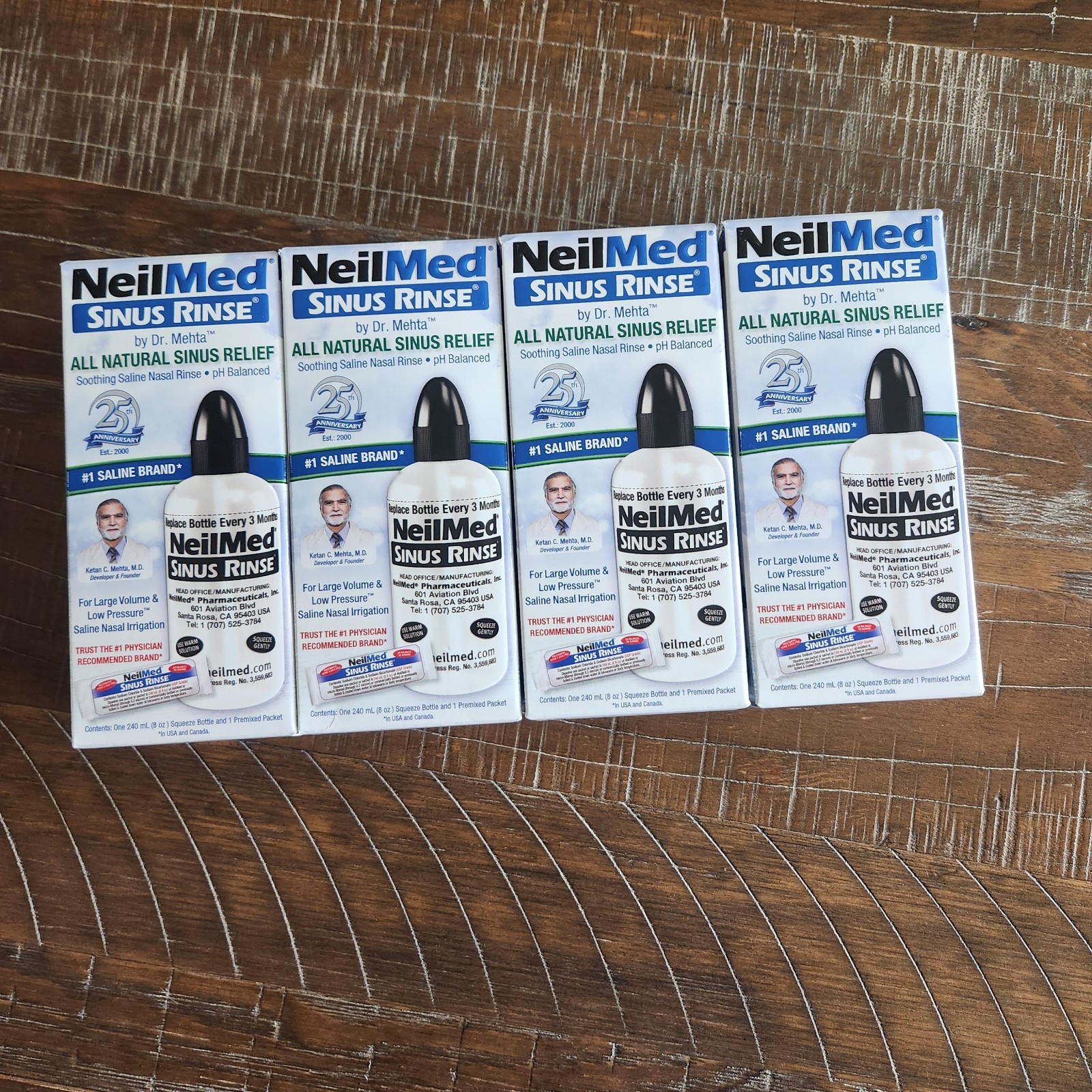 LOT OF 4 NeilMed Sinus Rinse Bottle 8 OZ + Saline Packet Sinus Relief EXP2029