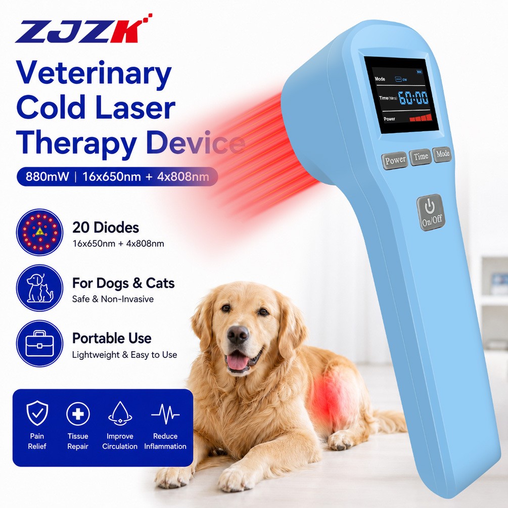 880mW Cold Laser Therapy Device 650nm 808nm for Dogs Cats Pets Pain Relief Home