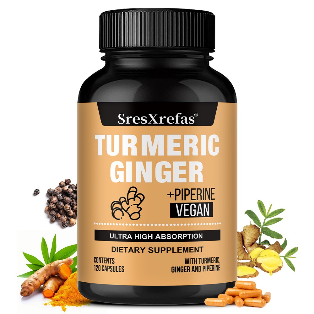 SresXrefas Turmeric Ginger Piperine 120 Veg Capsules Ultra High Absorption