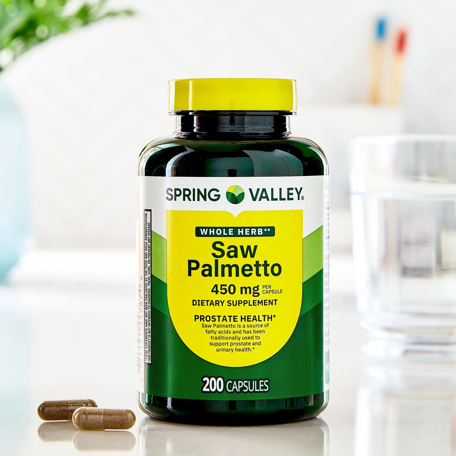 Spring Valley Whole Herb Saw Palmetto Supplement Capsule 450 mg 200 Count