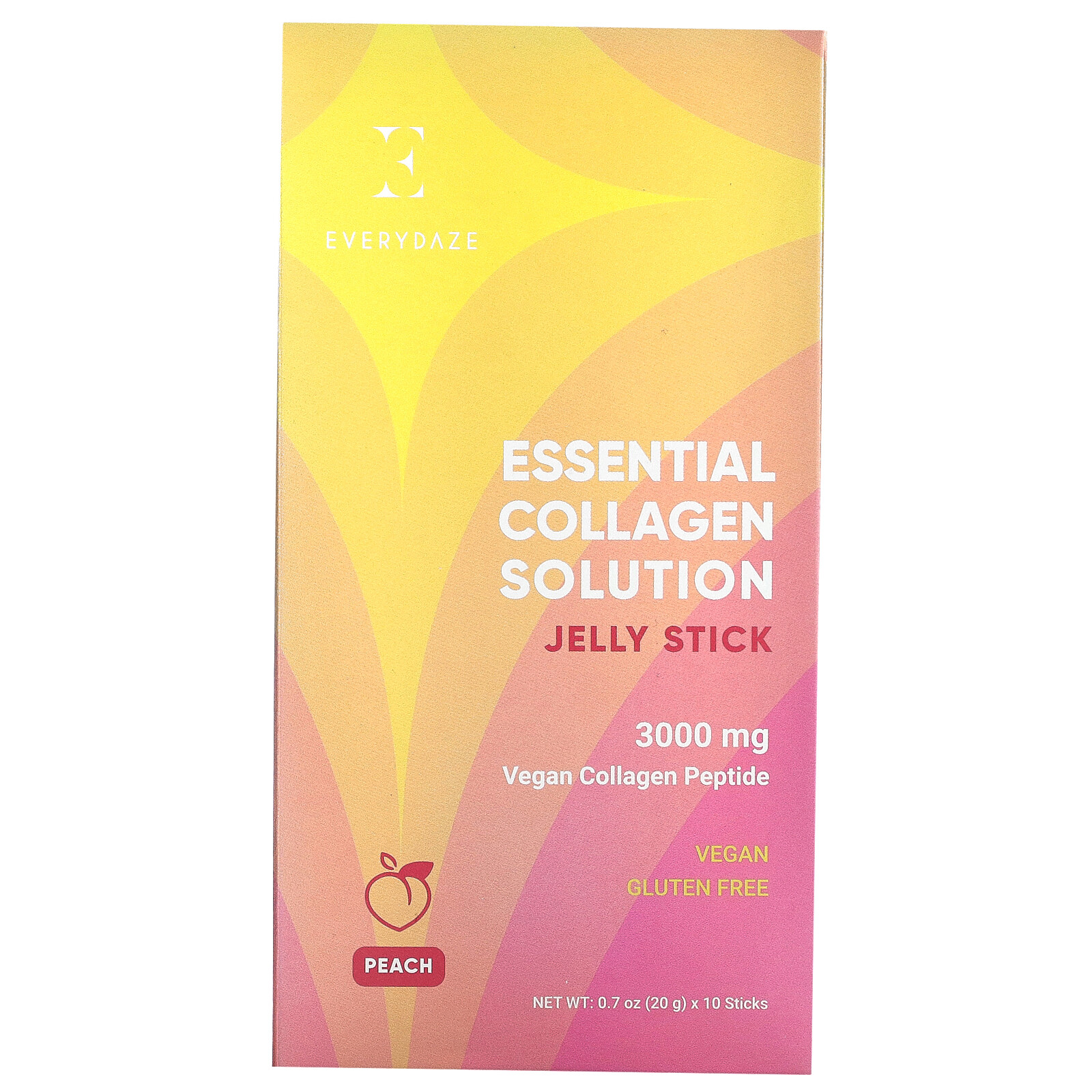 Essential Collagen Solution Jelly Stick, Peach, 3,000 mg, 10 Sticks, 0.7 oz (20
