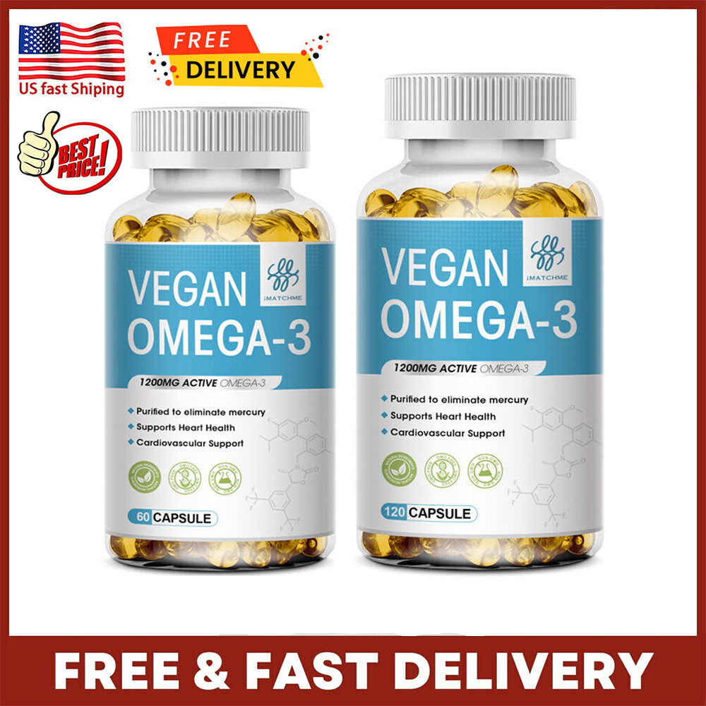 60/120PCS Omega 3 Oil Capsules 3x Strength 1200mg EPA & DHA, Highest Potency