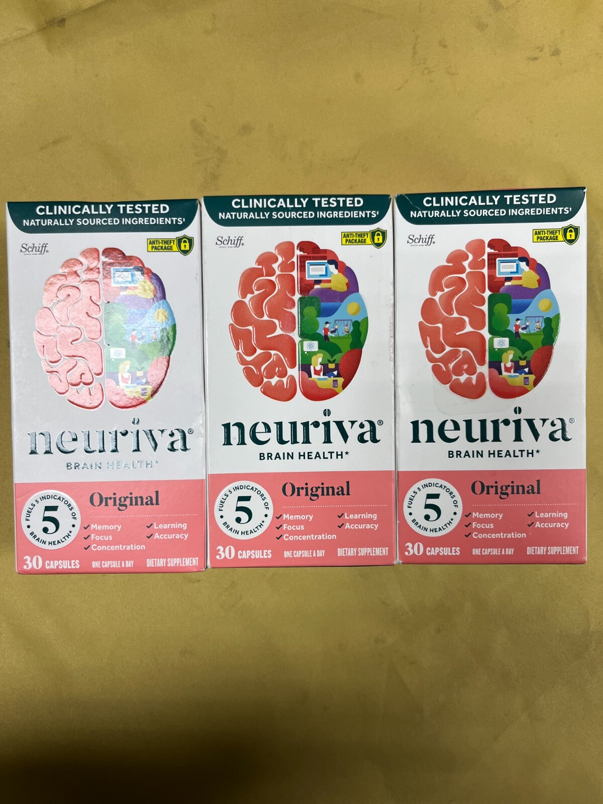 3 New Neuriva Brain Health Original – 30 Capsules Each Box Ex. 05/2025