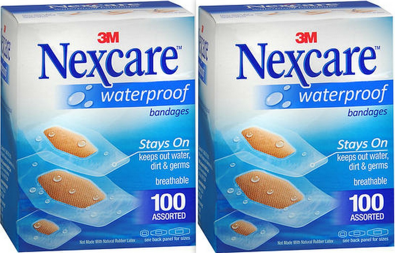 Nexcare Bandages CLEAR WATERPROOF Assorted Sizes 100ct ( 2 pack ) BIG BOX