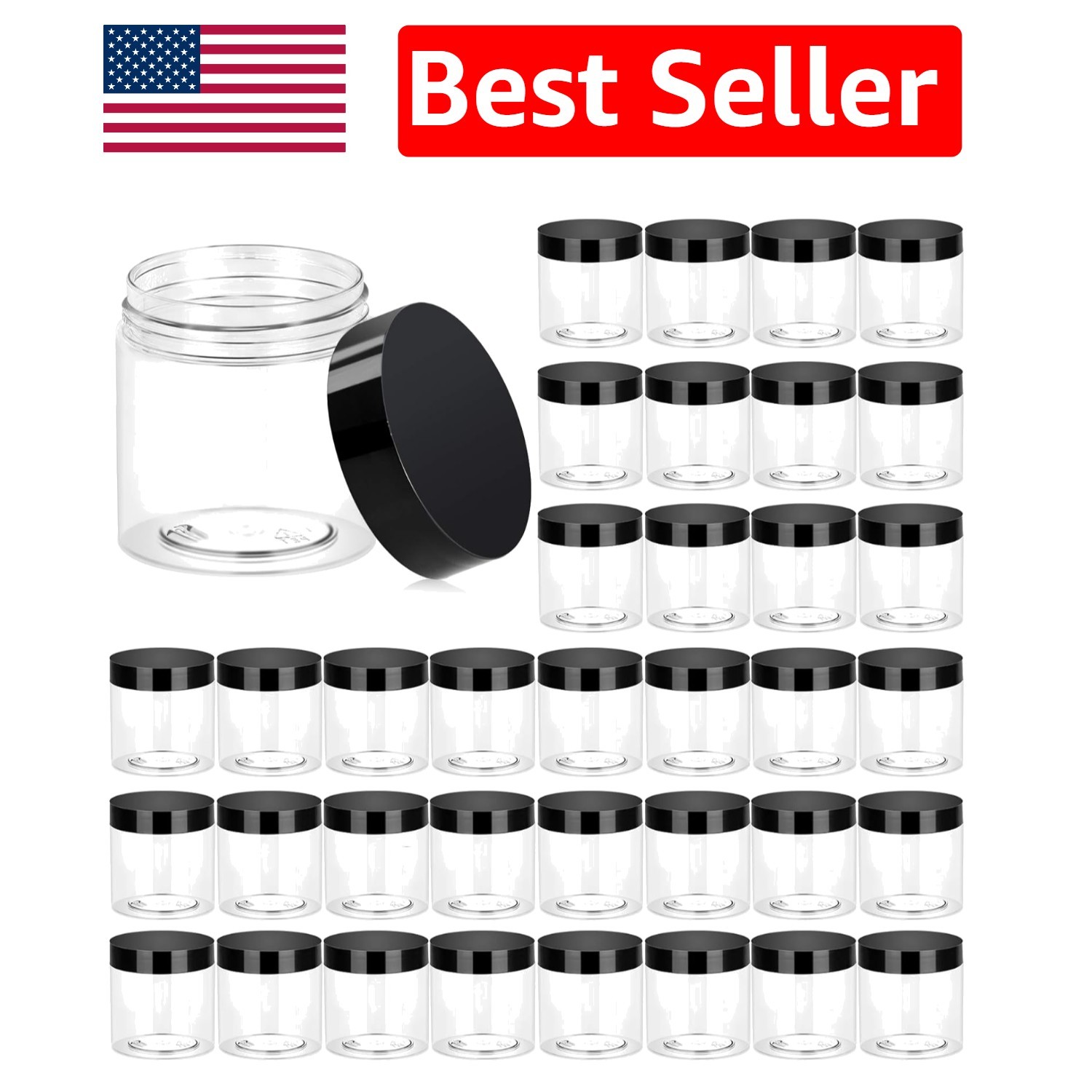 36 Pack 4 OZ Clear Plastic Jars with Airtight Lids – Perfect for Travel & Crafts