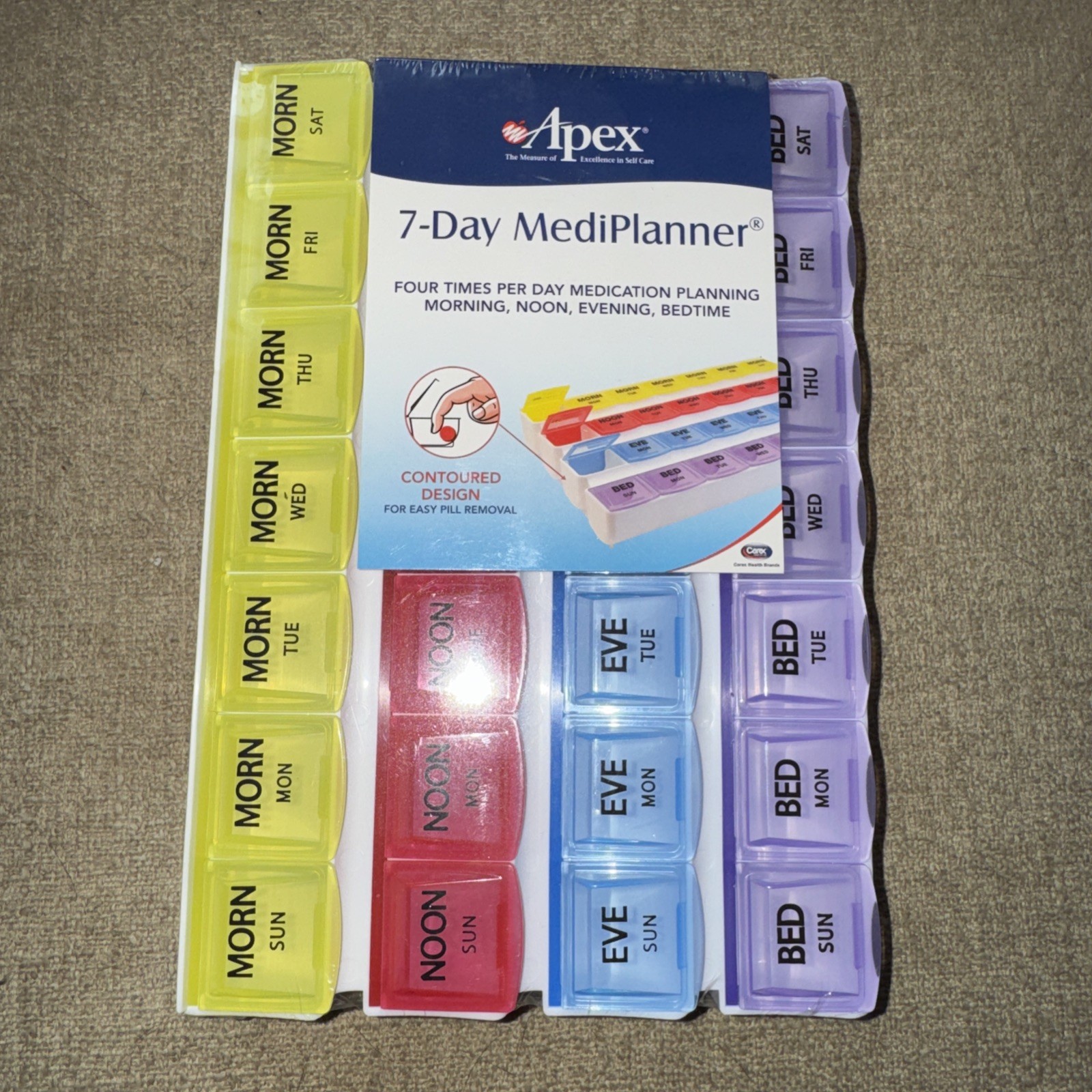 Apex 7-Day MediPlanner Pill Box 4 Times per Day Contour Design NEW Organization